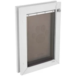 VEVOR Pet Door, Medium, with Double Magnetic Flaps and Metal Frame, Strong and Weatherproof Dog Door for Interior and Exterior Doors, Easy to Install, Easy In-and-Out Access for Doggies, White