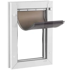 VEVOR Pet Door, Medium, with Double Magnetic Flaps and Metal Frame, Strong and Weatherproof Dog Door for Interior and Exterior Doors, Easy to Install, Easy In-and-Out Access for Doggies, White