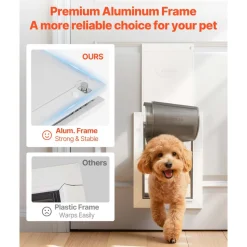 VEVOR Pet Door, Medium, with Double Magnetic Flaps and Metal Frame, Strong and Weatherproof Dog Door for Interior and Exterior Doors, Easy to Install, Easy In-and-Out Access for Doggies, White