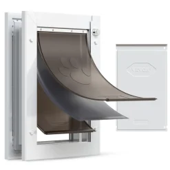 VEVOR Pet Door, Medium, with Three Magnetic Flaps and Metal Frame, Strong and Weatherproof Dog Door for Interior and Exterior Doors, Easy to Install, Easy In-and-Out Access for Doggies, White
