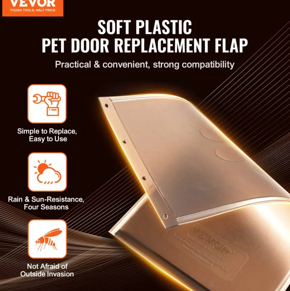 VEVOR Pet Door Replacement Flap, Compatible with VEVOR Flap Pet Doors, Measures 8.25" x 12.25" Longer Lasting, Weather-proof, Thickened PVC Dog Door Replacement Flap with Long Magnetic Strip (Medium)