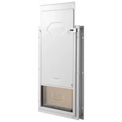 VEVOR Pet Door, 16.65" x 27.44" Aluminum Frame with Lock and Flap System, Weatherproof Doggy Door, Easy to Install in Interior or Exterior Doors, Pet Door Suitable for Cat Doggie Kitties (White-XL)