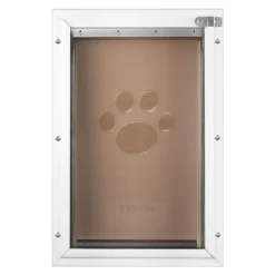 VEVOR Pet Door, 13.27" x 20.04" Aluminum Frame with Lock and Flap System, Weatherproof Doggy Door, Easy to Install in Interior or Exterior Doors, Pet Door Suitable for Cat Doggie Kitties (White-L)