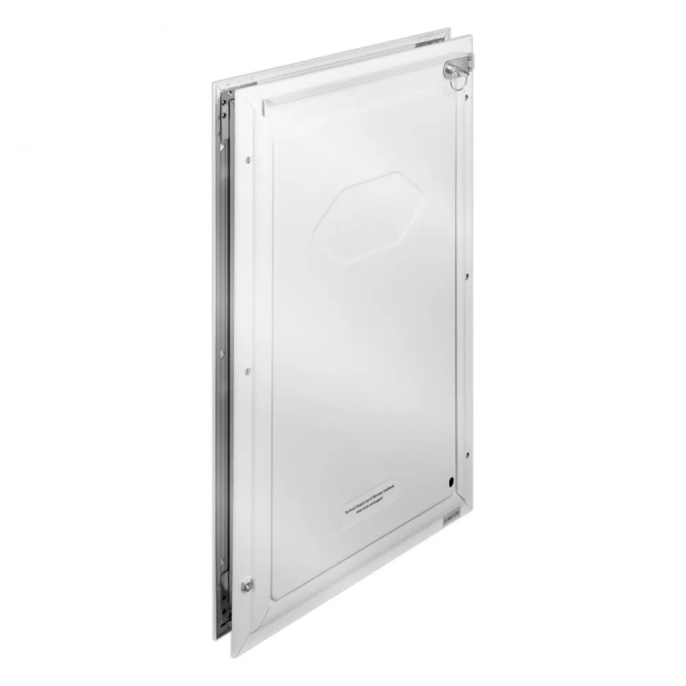 VEVOR Pet Door, 11.3" x 16.02" Aluminum Frame with Lock and Flap System, Weatherproof Doggy Door, Easy to Install in Interior or Exterior Doors, Pet Door Suitable for Cat Doggie Kitties (White-M)