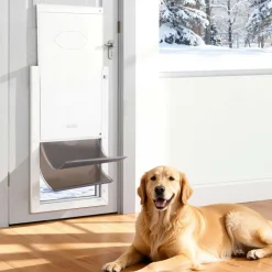 VEVOR Pet Door, X-Large, with Double Magnetic Flaps and Metal Frame, Strong and Weatherproof Dog Door for Interior and Exterior Doors, Easy to Install, Easy In-and-Out Access for Doggies, White