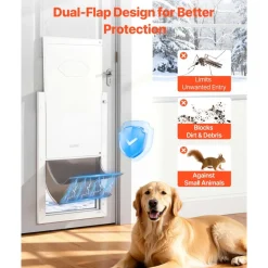VEVOR Pet Door, X-Large, with Double Magnetic Flaps and Metal Frame, Strong and Weatherproof Dog Door for Interior and Exterior Doors, Easy to Install, Easy In-and-Out Access for Doggies, White