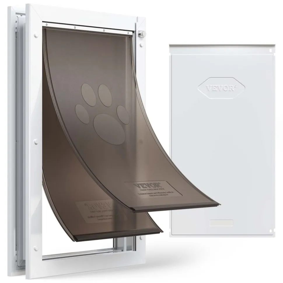 VEVOR Pet Door, X-Large, with Double Magnetic Flaps and Metal Frame, Strong and Weatherproof Dog Door for Interior and Exterior Doors, Easy to Install, Easy In-and-Out Access for Doggies, White