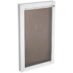VEVOR Pet Door, X-Large, with Double Magnetic Flaps and Metal Frame, Strong and Weatherproof Dog Door for Interior and Exterior Doors, Easy to Install, Easy In-and-Out Access for Doggies, White