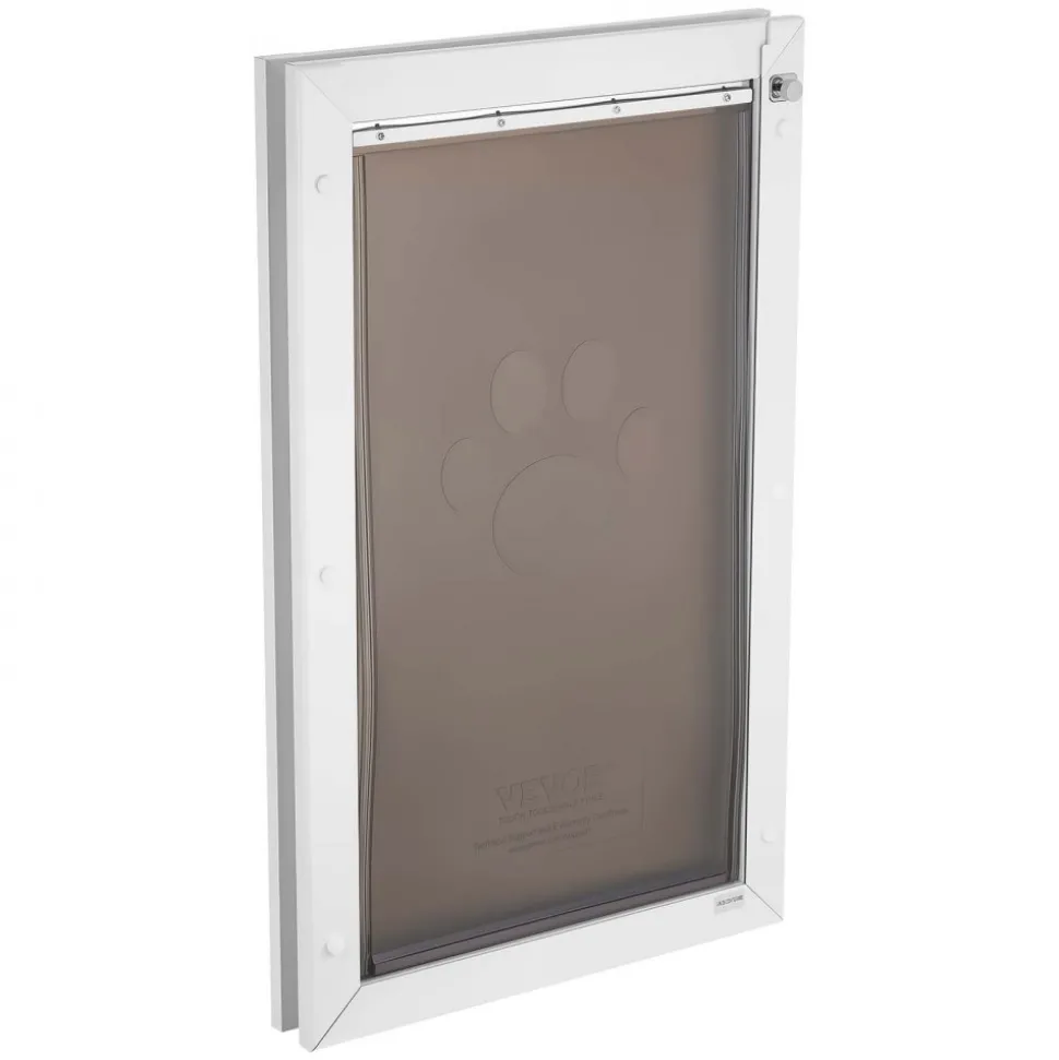 VEVOR Pet Door, X-Large, with Double Magnetic Flaps and Metal Frame, Strong and Weatherproof Dog Door for Interior and Exterior Doors, Easy to Install, Easy In-and-Out Access for Doggies, White