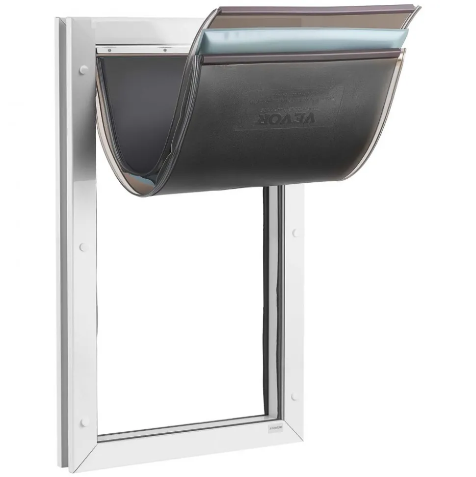 VEVOR Pet Door, X-Large, with Three Magnetic Flaps and Metal Frame, Strong and Weatherproof Dog Door for Interior and Exterior Doors, Easy to Install, Easy In-and-Out Access for Doggies, White