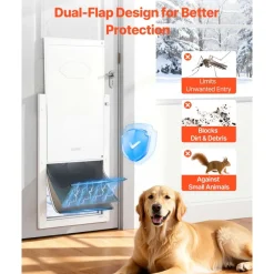 VEVOR Pet Door, X-Large, with Three Magnetic Flaps and Metal Frame, Strong and Weatherproof Dog Door for Interior and Exterior Doors, Easy to Install, Easy In-and-Out Access for Doggies, White