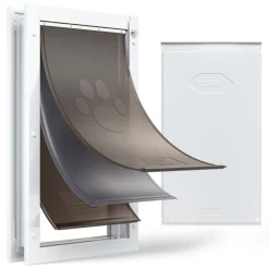 VEVOR Pet Door, X-Large, with Three Magnetic Flaps and Metal Frame, Strong and Weatherproof Dog Door for Interior and Exterior Doors, Easy to Install, Easy In-and-Out Access for Doggies, White