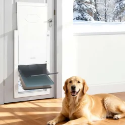 VEVOR Pet Door, X-Large, with Three Magnetic Flaps and Metal Frame, Strong and Weatherproof Dog Door for Interior and Exterior Doors, Easy to Install, Easy In-and-Out Access for Doggies, White