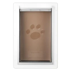 VEVOR Pet Door, 12.28" x 17.13" Metal Frame with Lock and 3-Flap System Weatherproof Doggy Door, Easy to Install in Interior or Exterior Walls, Pet Door Suitable for Cat Doggie Kitties (White-Medium)