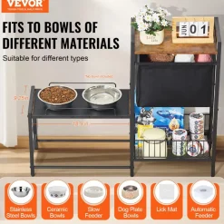 VEVOR Pet Feeding Station with Storage, Elevated Dog Bowls, Raised Dog Bowl Stand, Dog Food Storage and Feeder Station with Storage Shelves, Pet Toy Storage Organizer, for Large Medium Small Dogs