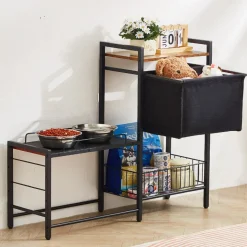 VEVOR Pet Feeding Station with Storage, Elevated Dog Bowls, Raised Dog Bowl Stand, Dog Food Storage and Feeder Station with Storage Shelves, Pet Toy Storage Organizer, for Large Medium Small Dogs