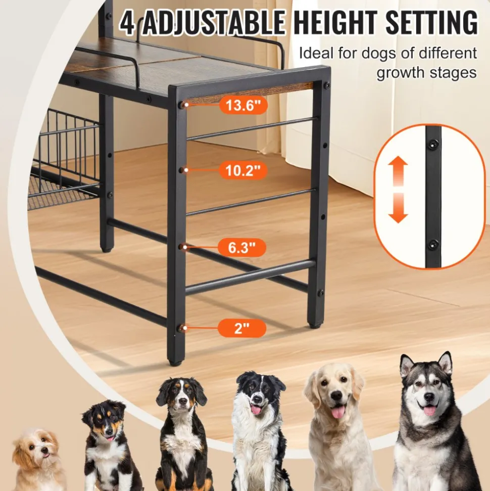 VEVOR Pet Feeding Station with Storage, Elevated Dog Bowls, Raised Dog Bowl Stand, Dog Food Storage and Feeder Station with Storage Shelves, Pet Toy Storage Organizer, for Large Medium Small Dogs