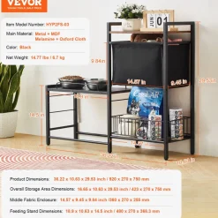 VEVOR Pet Feeding Station with Storage, Elevated Dog Bowls, Raised Dog Bowl Stand, Dog Food Storage and Feeder Station with Storage Shelves, Pet Toy Storage Organizer, for Large Medium Small Dogs