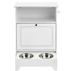 VEVOR Pet Feeding Station with 2 Stainless Steel Bowls, Elevated Dog Bowls with Storage, Dog Food Storage and Feeder Station with Tilt Out Storage Cabinet, Pet Toy Storage Organizer, for Small Dogs