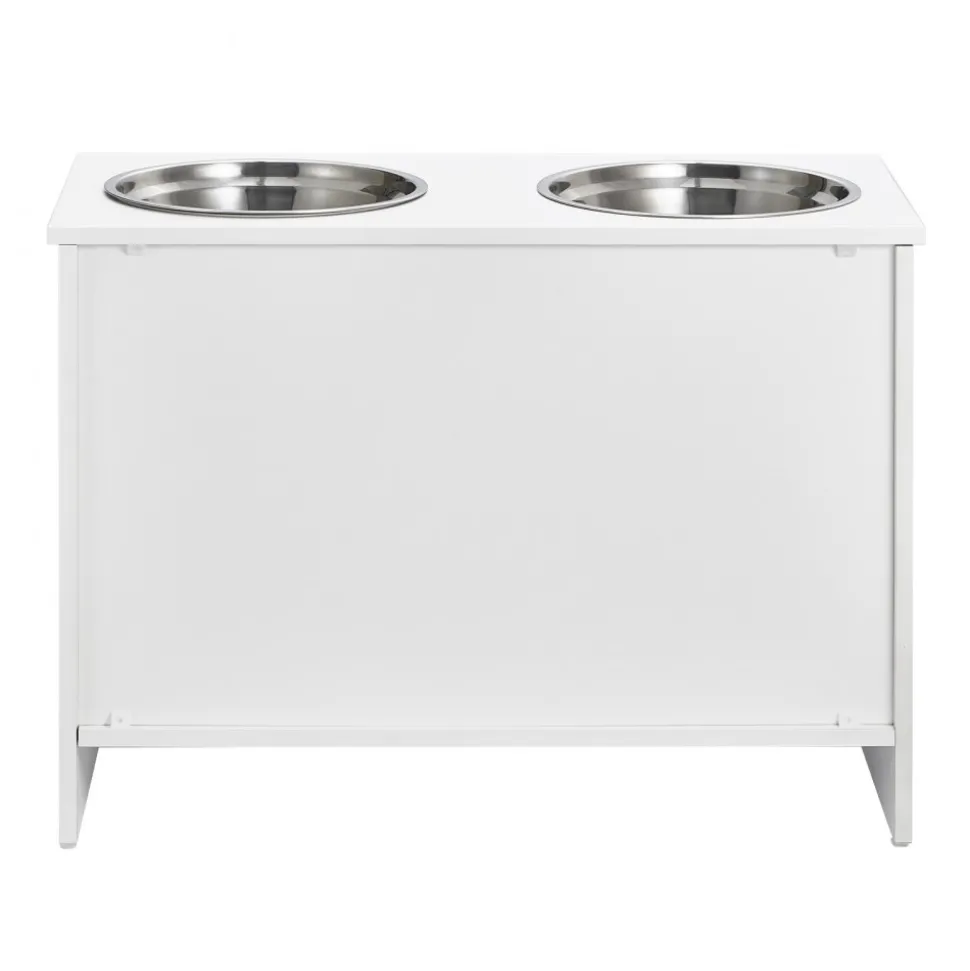 VEVOR Pet Feeding Station with 2 Stainless Steel Bowls, Elevated Dog Bowls with Storage, Dog Food Storage and Feeder Station with Storage Cabinet, Pet Toy Storage Organizer, for Dogs, Modern
