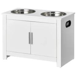 VEVOR Pet Feeding Station with 2 Stainless Steel Bowls, Elevated Dog Bowls with Storage, Dog Food Storage and Feeder Station with Storage Cabinet, Pet Toy Storage Organizer, for Dogs, Modern