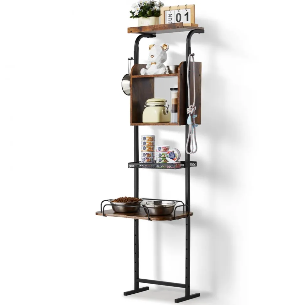 VEVOR Pet Feeding Station with Storage, Elevated Dog Bowls, Raised Dog Bowl Stand, Dog Food Storage and Feeder Station with Storage Shelves, Pet Toy Storage Organizer, for Large Medium Small Dogs