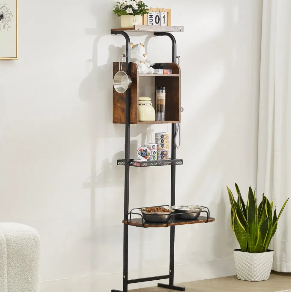 VEVOR Pet Feeding Station with Storage, Elevated Dog Bowls, Raised Dog Bowl Stand, Dog Food Storage and Feeder Station with Storage Shelves, Pet Toy Storage Organizer, for Large Medium Small Dogs
