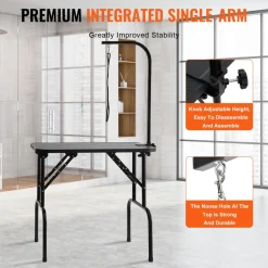 VEVOR Pet Grooming Table Arm with Clamp, 32''x18'' Dog Grooming Station, Foldable Pets Grooming Stand for Medium and Small Dogs, Free No Sit Haunch Holder with Grooming Loop, Bearing 220lbs