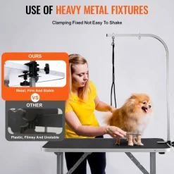 VEVOR Pet Grooming Table Arm with Clamp, 36''x24'' Dog Grooming Station, Foldable Pets Grooming Stand for Medium and Small Dogs, Free No Sit Haunch Holder with Grooming Loop, Bearing 330lbs