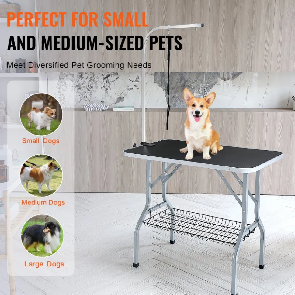 VEVOR Pet Grooming Table Arm with Clamp, 36''x24'' Dog Grooming Station, Foldable Pets Grooming Stand for Medium and Small Dogs, Free No Sit Haunch Holder with Grooming Loop, Bearing 330lbs