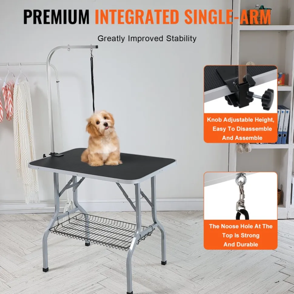 VEVOR Pet Grooming Table Arm with Clamp, 36''x24'' Dog Grooming Station, Foldable Pets Grooming Stand for Medium and Small Dogs, Free No Sit Haunch Holder with Grooming Loop, Bearing 330lbs