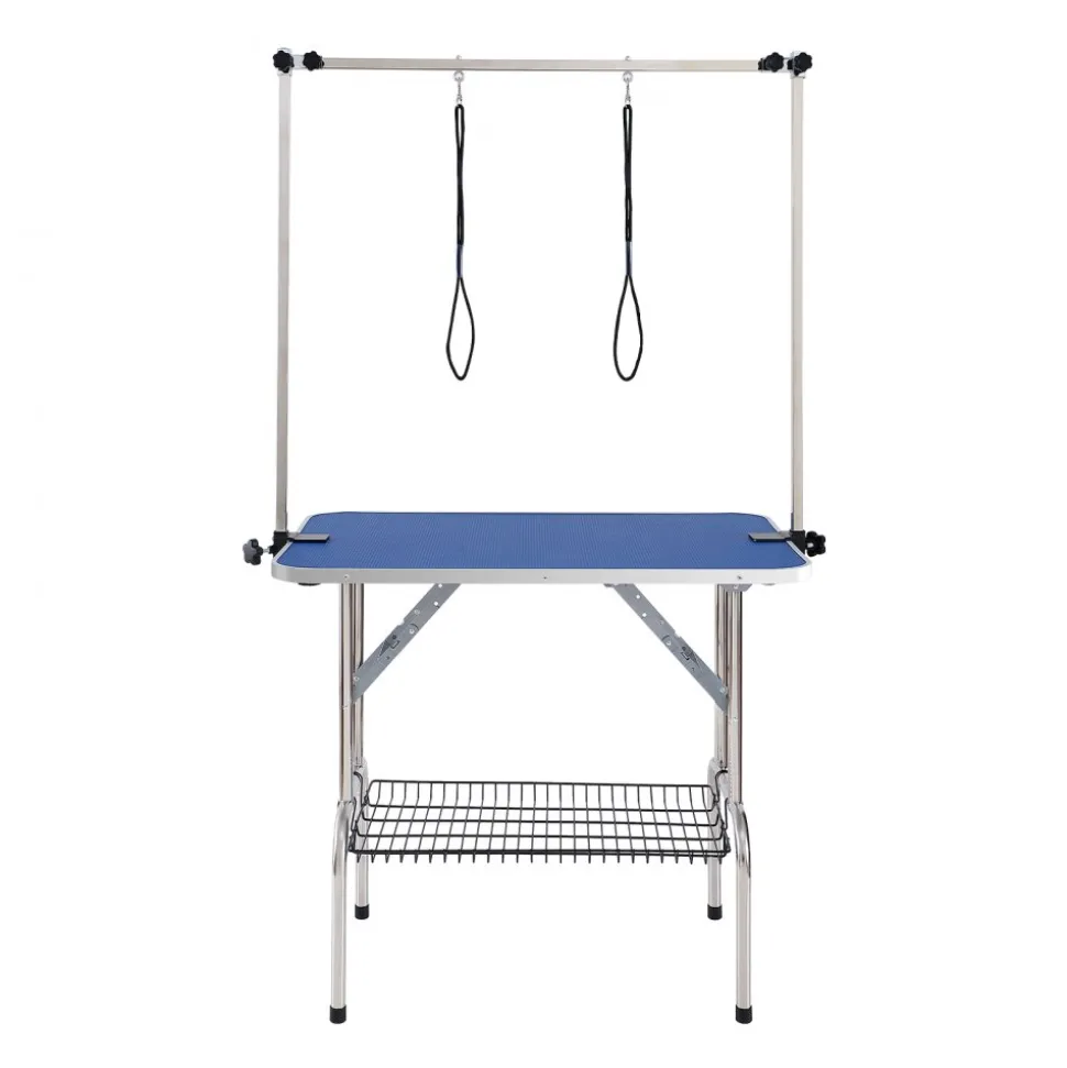 VEVOR Pet Grooming Table Two Arms with Clamp, 36''x24'' Dog Grooming Station, Foldable Pets Grooming Stand for Medium and Small Dogs, Free No Sit Haunch Holder with Grooming Loop, Bearing 330lbs