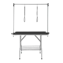 VEVOR Pet Grooming Table Two Arms with Clamp, 46'' Dog Grooming Station, Foldable Pets Grooming Stand for Medium and Small Dogs, Free No Sit Haunch Holder with Grooming Loop, Bearing 330lbs
