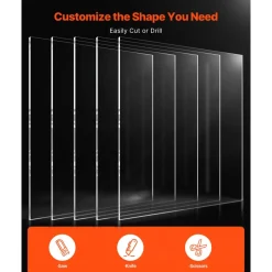 VEVOR PET/Plexiglass Sheets, 5-Pack Plastic Sheet, 24 x 36 Inch 0.04 Inch Thick Transparent Clear Flexible Plastic Panels for Craft, Replacement Picture Frame Glass, DIY Display Project, Easy to Cut