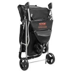 VEVOR Pet Stroller, 35 lbs Weight Capacity, Foldable Dog Stroller Cart, 3 Wheels Cats Stroller with Mesh Windows and Cup Holders, Portable Pet Carrier Stroller with Brake, for Small to Medium Pets