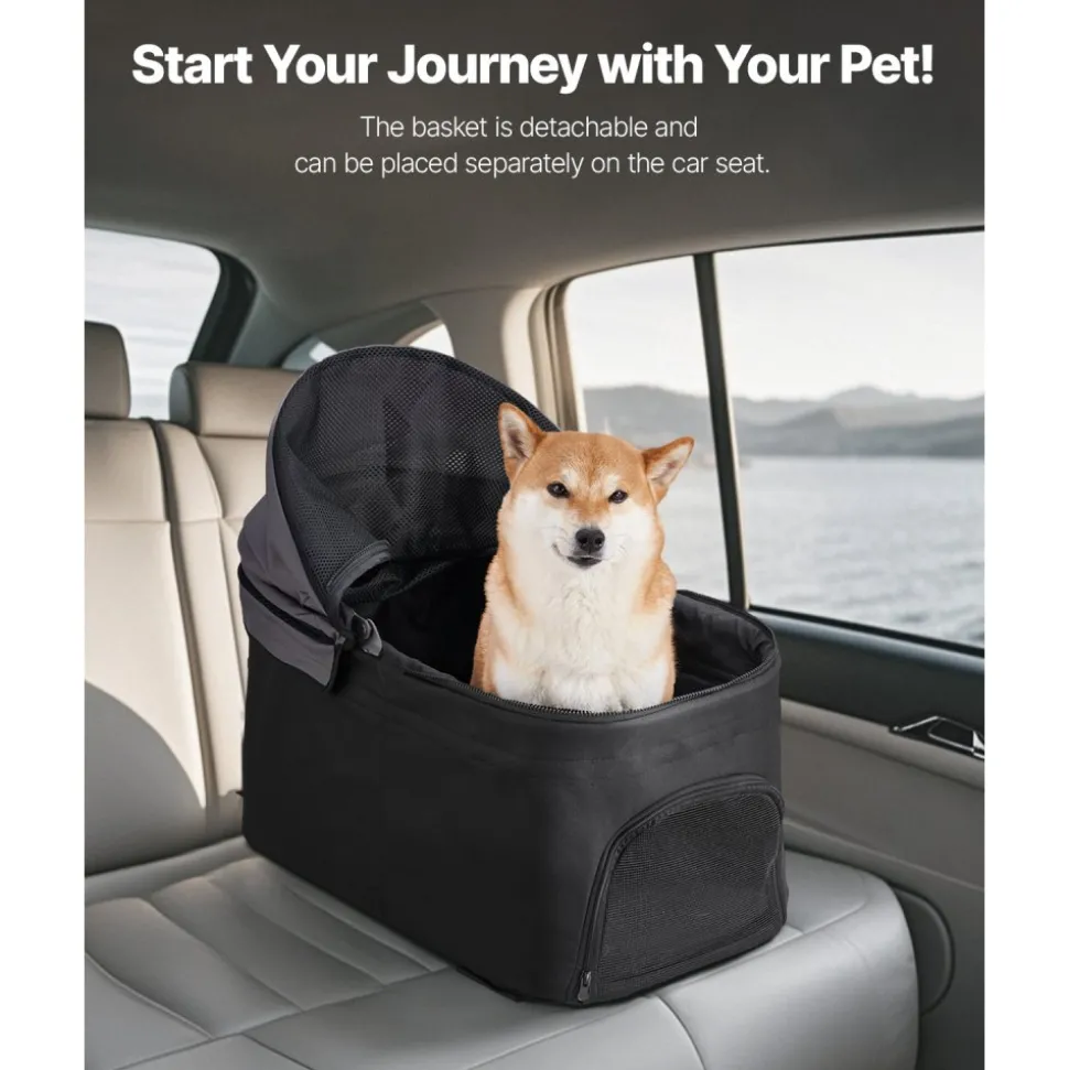 VEVOR Pet Stroller, 35 lbs Weight Capacity, Foldable Dog Stroller Cart, 4 Wheels Cats Pram with Detachable Carrier & Mesh Windows, Portable Animal Carrier with Brake for Small to Medium Pets
