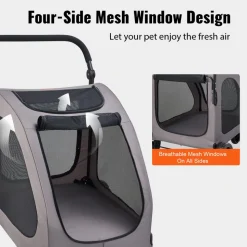VEVOR Pet Stroller, 4 Wheels Dog Stroller with Brakes, 160lbs Weight Capacity, Portable Puppy Stroller Carrier with Breathable Mesh Windows & Height-Adjustable Height, Animal Stroller for Cats & Dogs