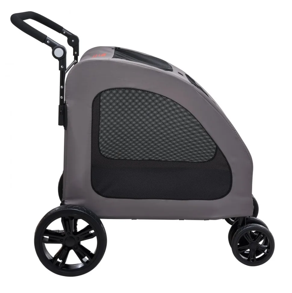VEVOR Pet Stroller, 4 Wheels Dog Stroller with Brakes, 160lbs Weight Capacity, Portable Puppy Stroller Carrier with Breathable Mesh Windows & Height-Adjustable Height, Animal Stroller for Cats & Dogs