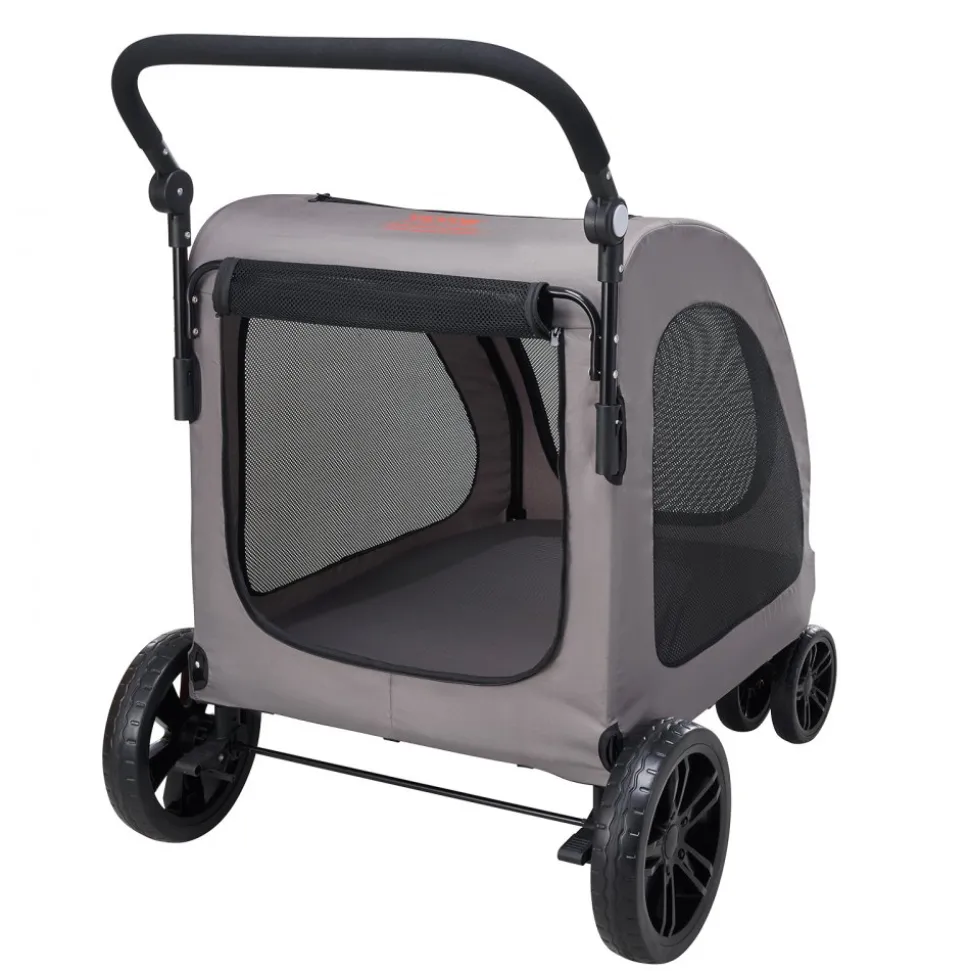 VEVOR Pet Stroller, 4 Wheels Dog Stroller with Brakes, 160lbs Weight Capacity, Portable Puppy Stroller Carrier with Breathable Mesh Windows & Height-Adjustable Height, Animal Stroller for Cats & Dogs