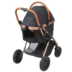 VEVOR Pet Stroller, 4 Wheels Dog Stroller Rotate with Brakes, 66 lbs Weight Capacity, Puppy Stroller with Detachable Carrier, Storage Basket and Pet Pad, for Small to Medium Sized Dogs, Black