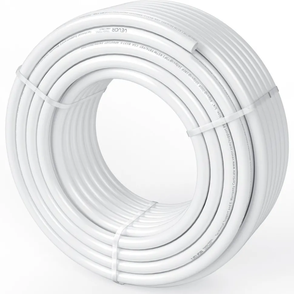VEVOR PEX Pipe 3/4 Inch, 100 Feet Length PEX-B Flexible Pipe Tubing for Potable Water, Pex Water Lines for Hot/Cold Water & Easily Restore, Plumbing Applications with Free Cutter & Clamps ,White