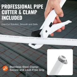 VEVOR PEX Pipe 3/4 Inch, 100 Feet Length PEX-B Flexible Pipe Tubing for Potable Water, Pex Water Lines for Hot/Cold Water & Easily Restore, Plumbing Applications with Free Cutter & Clamps ,White