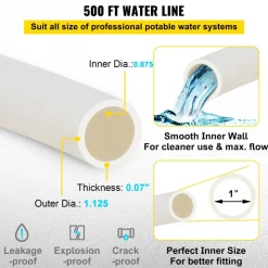 VEVOR PEX Pipe, 1 Inch x 500 FT PEX Tubing, Non Oxygen Barrier White PEX-B Pipe, Flexible PEX Water Line for RV Sewer Hose, Plumbing, Radiant Heating