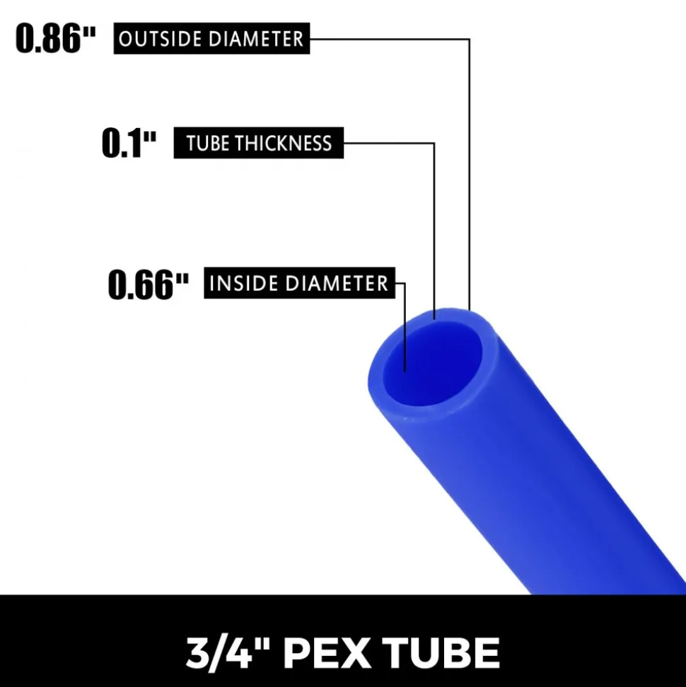 VEVOR 3/4" PEX Tubing 500Ft Non-Barrier PEX Pipe Blue Pex-b Tube Coil for Hot and Cold Water Plumbing Open Loop Radiant Floor Heating System PEX Tubing (3/4" Non-Barrier, 500Ft/Blue)