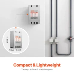 VEVOR 3 Phase Converter - 15HP 53A 220V Single Phase to 3 Phase Converter, 220V Input/Output, Digital Phase Shifter for Residential & Light Commercial Use (One Converter for One Motor Only)