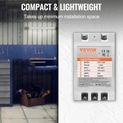 VEVOR 3 Phase Converter- 7.5HP 23A 220V Single Phase to 3 Phase Converter, Digital Phase Shifter for Residential & Light Commercial Use, 220V Input/Output (One DPS Must Be Used on One Motor Only)