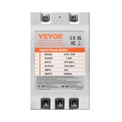 VEVOR 3 Phase Converter- 7.5HP 23A 220V Single Phase to 3 Phase Converter, Digital Phase Shifter for Residential & Light Commercial Use, 220V Input/Output (One DPS Must Be Used on One Motor Only)