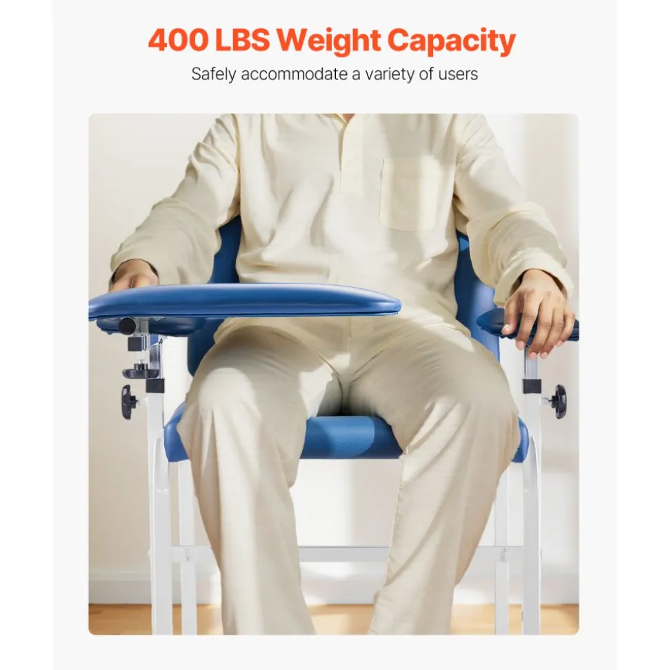VEVOR Phlebotomy Chair, Blood Draw Chair with Adjustable Armrests and Flip Arm, 400LBS Loading Blood Drawing Medical Chair with Soft Padded Seat, Easy-to-Clean PVC Leather for Hospitals, Labs, Clinics