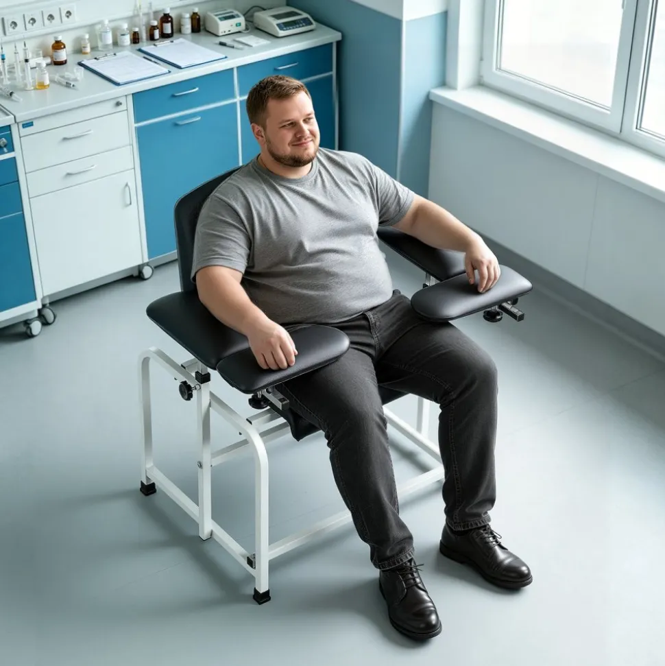 VEVOR Phlebotomy Chair 750LBS Capacity Blood Draw Medical Chair, Comfortable Blood Drawing Chairs with Adjustable Armrests, Soft Padded Seat, Easy-to-Clean PVC Leather for Hospitals Clinics