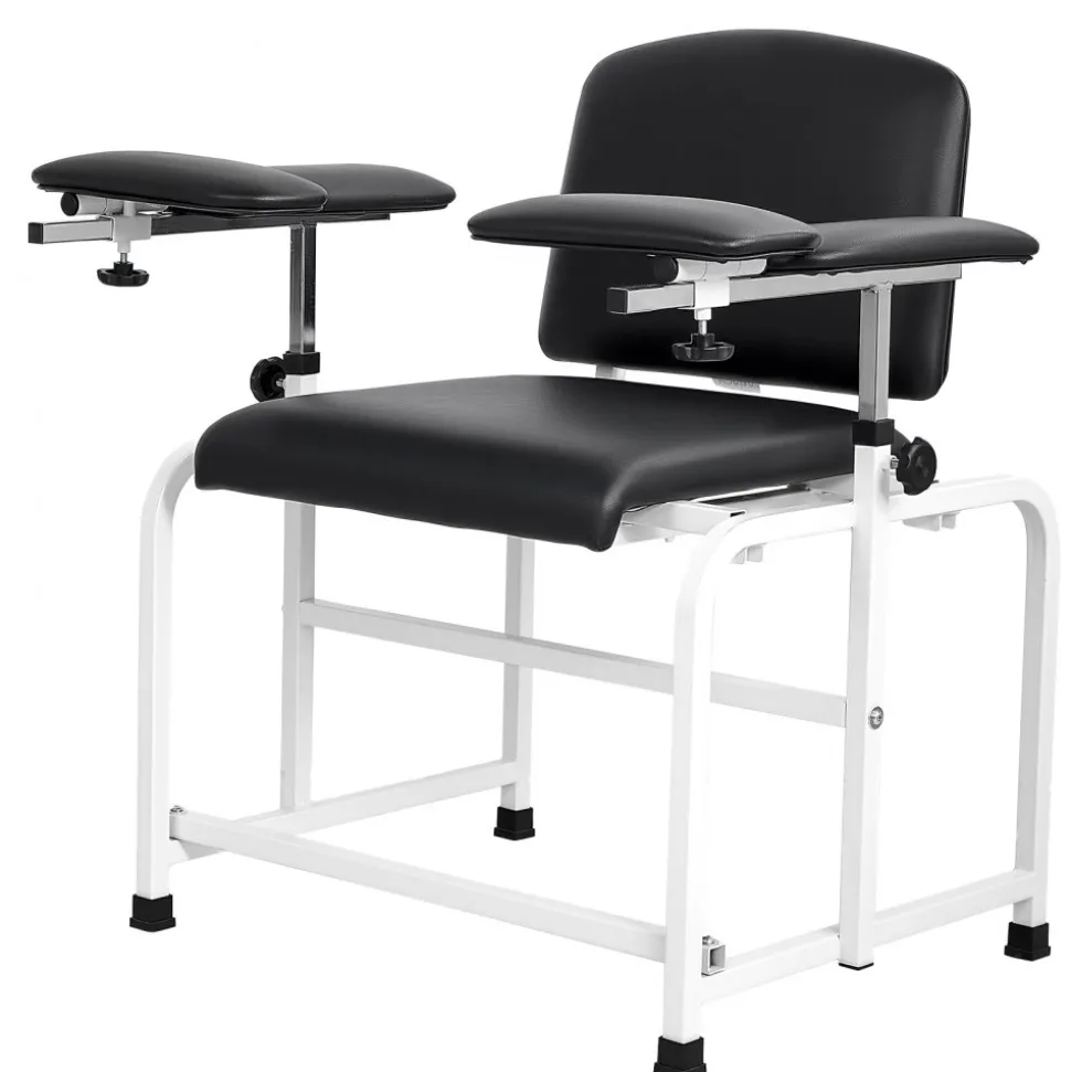 VEVOR Phlebotomy Chair 750LBS Capacity Blood Draw Medical Chair, Comfortable Blood Drawing Chairs with Adjustable Armrests, Soft Padded Seat, Easy-to-Clean PVC Leather for Hospitals Clinics